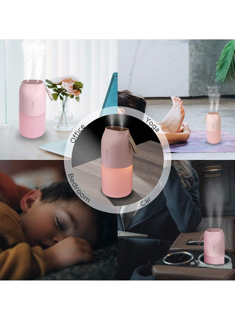 USB mini dual-spray humidifier portable air purifier for home and car pink  - Image 2