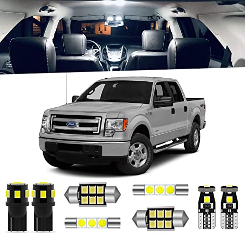 ENDPAGE 9-Pieces F150 Interior LED Light Kit for Ford F-150 2009 2010 2011 2012 2013 2014 White 6000K Interior LED Lighting Package + Cargo Lights, License Plate Lights, Install Tool - Image 1