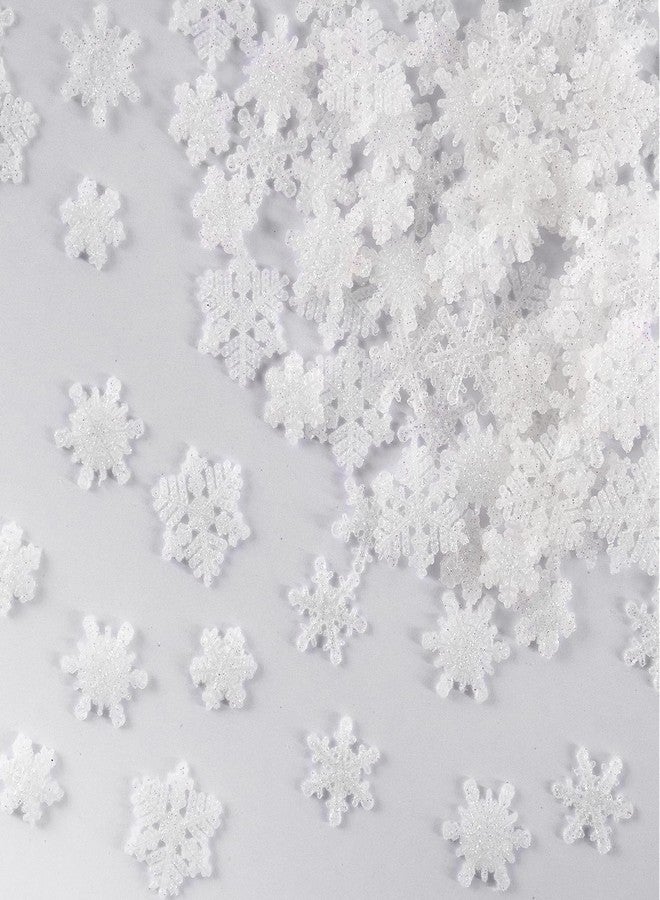 kockuu 100pcs Small Snowflakes for Craft, White Glitter Resin Mini Snowflake Ornament Christmas Decorations for Christmas Embellishments Xmas Tree Winter Party DIY Craft Decor - Image 1