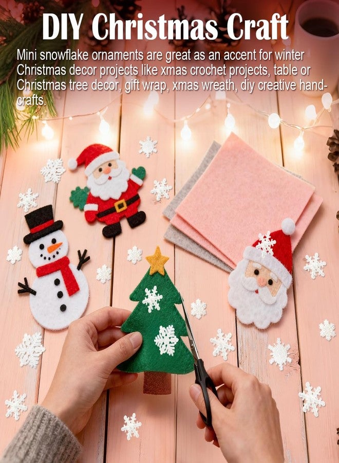 kockuu 100pcs Small Snowflakes for Craft, White Glitter Resin Mini Snowflake Ornament Christmas Decorations for Christmas Embellishments Xmas Tree Winter Party DIY Craft Decor - Image 5