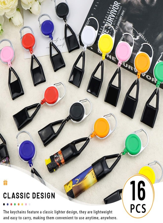 GAUENEEN 16 Pcs Retractable Lighter Clip, Lighter Holder Keychains with Clip (8 Colors) - Image 5