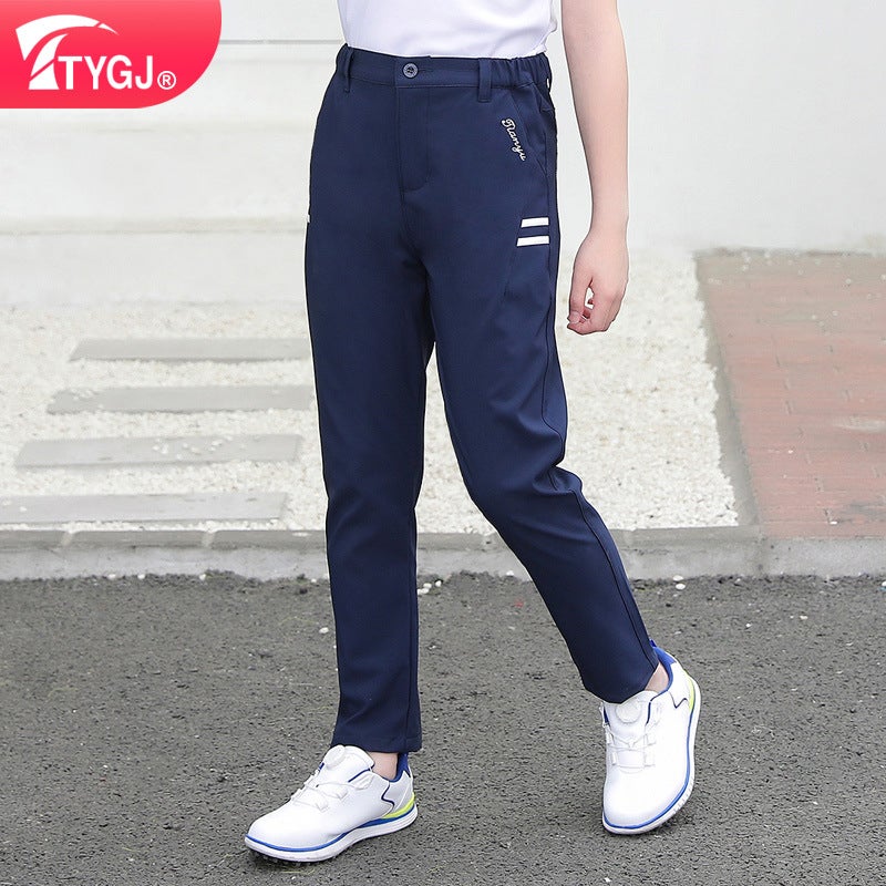 Ttygj Golf Boys Youth Fleece-Lined Pants Korean Casual Sports Outdoor Suit Pants Warm Loose Proof - Image 2