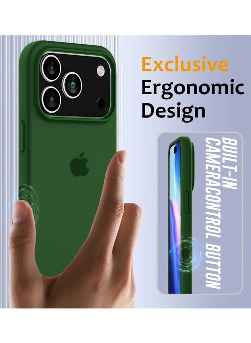 دبليو تيك غلاف هاتف أبل آيفون 17 برو 5G لعام 2025 من السليكون السائل الفاخر عالي الجودة (MCRPSN) - اللون الأخضر الجبلي - Image 4