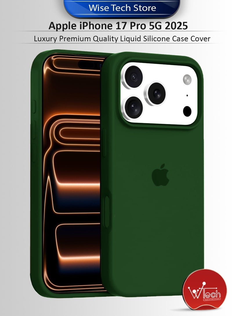 دبليو تيك غلاف هاتف أبل آيفون 17 برو 5G لعام 2025 من السليكون السائل الفاخر عالي الجودة (MCRPSN) - اللون الأخضر الجبلي - Image 1