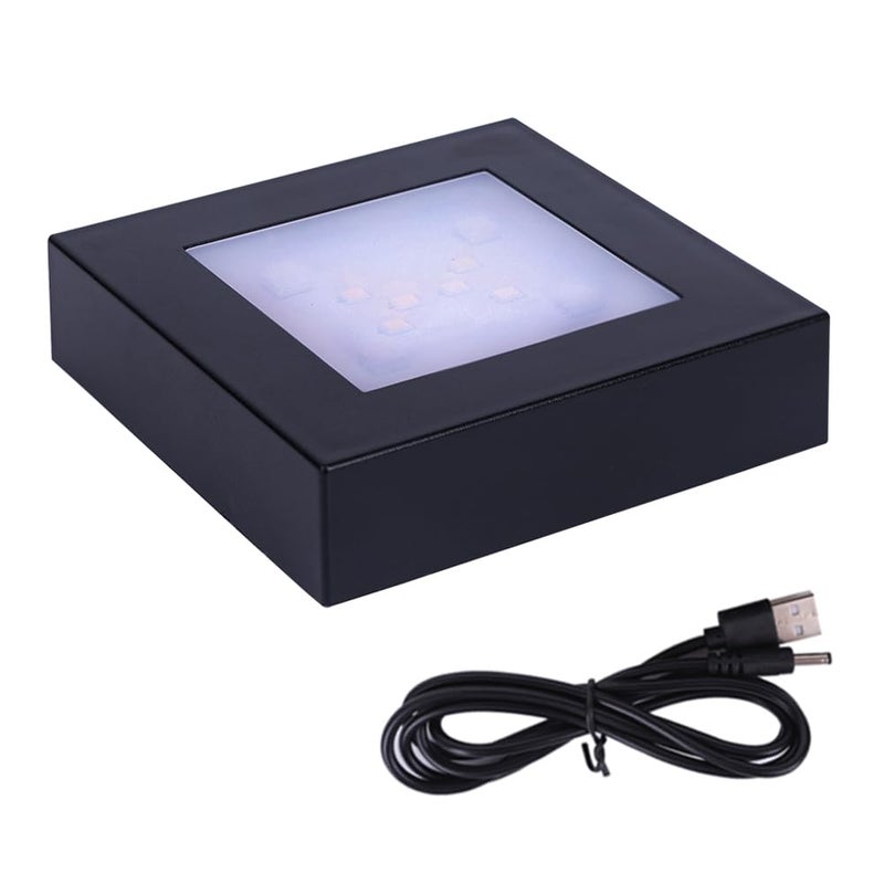 PHOSOK LED Multimodal Multicolor Light Stand Base Black  Square Display Base for 3D Crystal Glass Art  LED Light Base and Crystal Display Stand  USBBattery Powered Crystal Stand