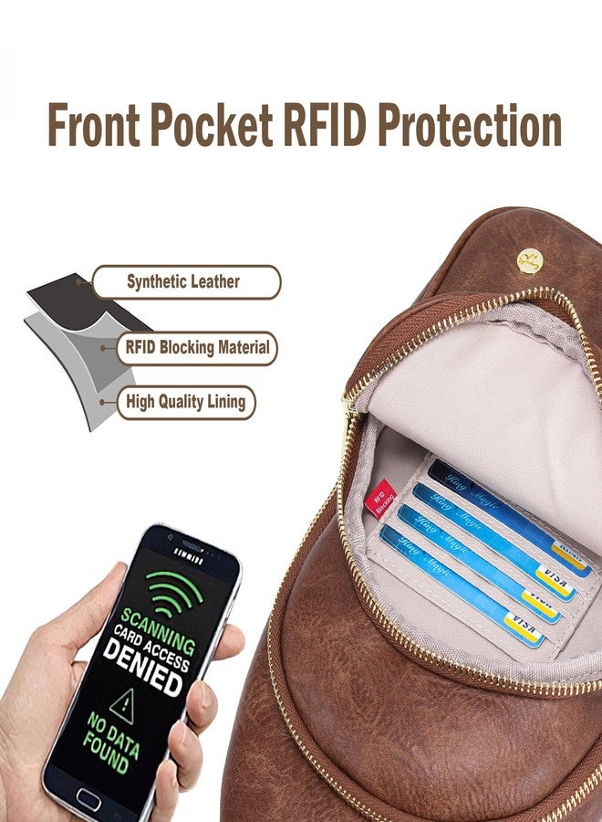 حقائب كروس بودي مضادة للسرقة للنساء، حقيبة كتف جلدية، حقيبة سفر كروس بودي، حقيبة صدر، حقيبة خصر، هدية للفتيات المراهقات (بني) - Image 3