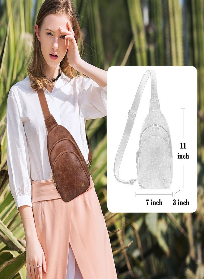 حقائب كروس بودي مضادة للسرقة للنساء، حقيبة كتف جلدية، حقيبة سفر كروس بودي، حقيبة صدر، حقيبة خصر، هدية للفتيات المراهقات (بني) - Image 2
