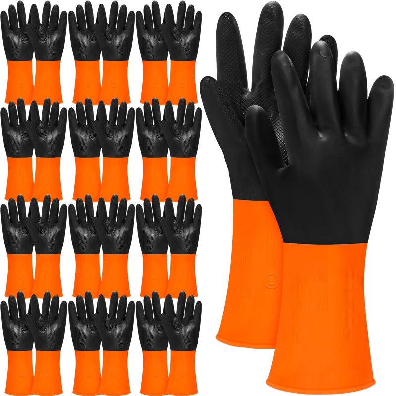 Copkim 12 Pairs Chemical Resistant Latex Gloves Reusable Heavy Duty Rubber Industrial Gloves Resist Acid Oil AlkaliXL