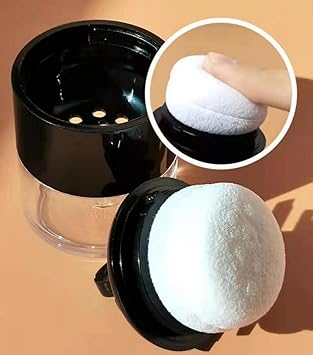 Quupy 2PCS Plastic Loose Powder Case Round Face Powder Container Jar with Lid Mirror and Sponge Puff Mini Portable Makeup Jar DIY Cosmetic Storage for Blusher Powder 10Gram - Image 5