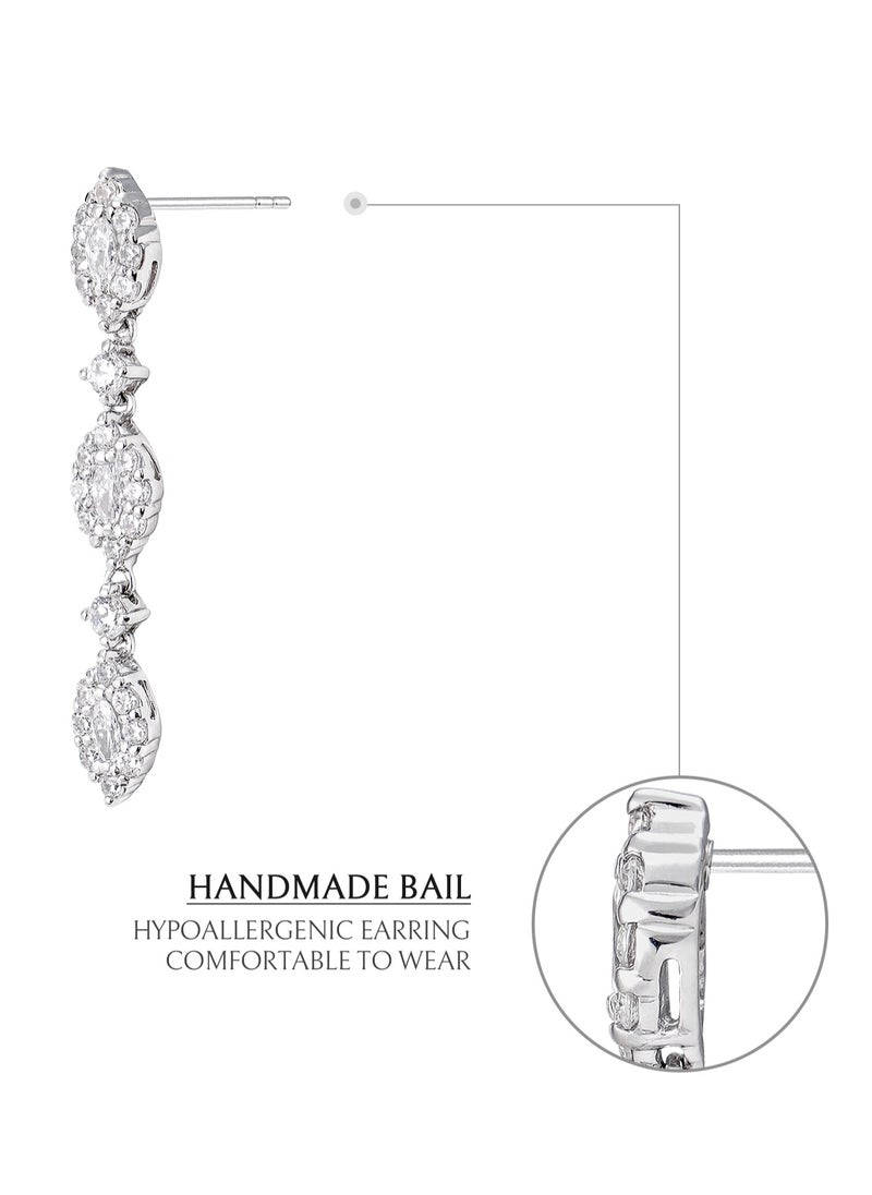 Ivory Tear Women's Earrings - Eardrop with CZ Diamond and Sterling Silver, Middle East Exclusive Collection