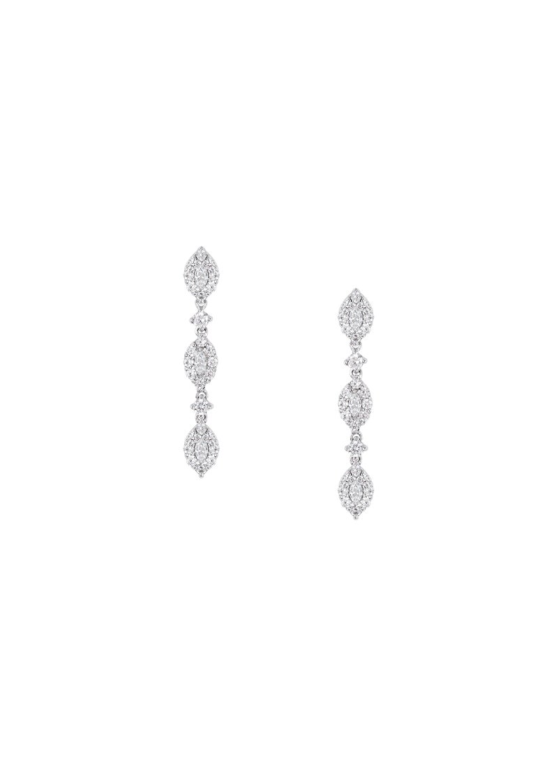 Ivory Tear Women's Earrings - Eardrop with CZ Diamond and Sterling Silver, Middle East Exclusive Collection