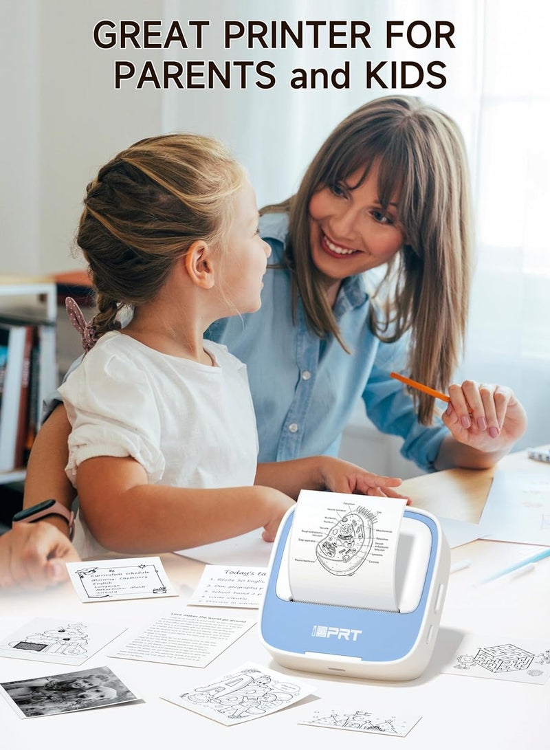 iDPRT Portable Sticker Maker Machine with 1 Roll Sticker Paper, Mini Printer Efficiently and Quickly, Thermal Printer for Study Notes, Pictures, DIY, Label, Free App with Multiple Templates,Blue - Image 2