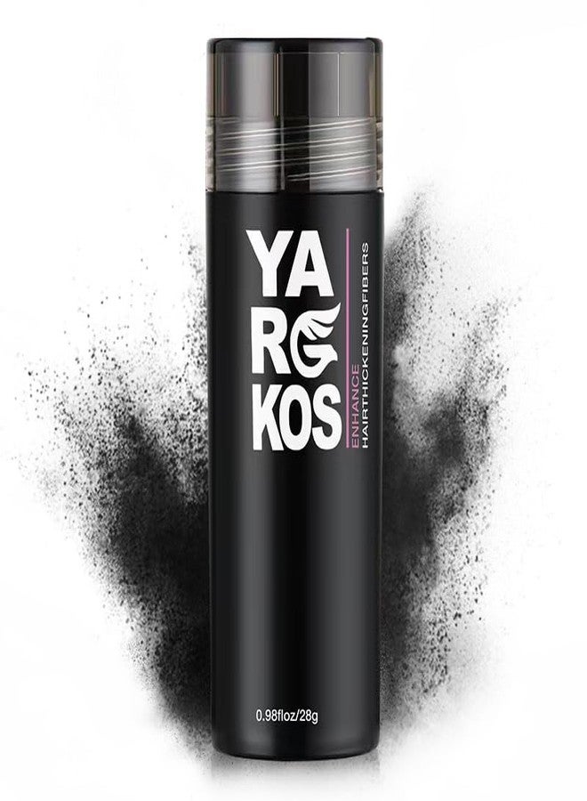 Yargkos Hair Fibers for Thinning Hair or Fill In Fine, Hair Building Fibers (28g) for Women & Men, Hair Powder for Instantly Thicker, Fuller Looking - BLACK - Image 1