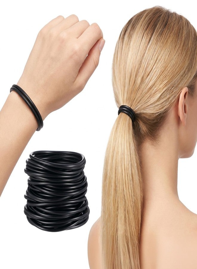 HaiFafafaing 40Pcs Black Silicone Jelly Bracelets- 3mm Stretchy Wristbands Hair Ties- Black Rubber Bracelets Portable for Men Women Accessories Party Favor - Image 4