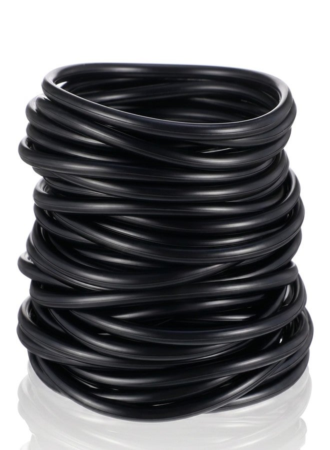 HaiFafafaing 40Pcs Black Silicone Jelly Bracelets- 3mm Stretchy Wristbands Hair Ties- Black Rubber Bracelets Portable for Men Women Accessories Party Favor - Image 1