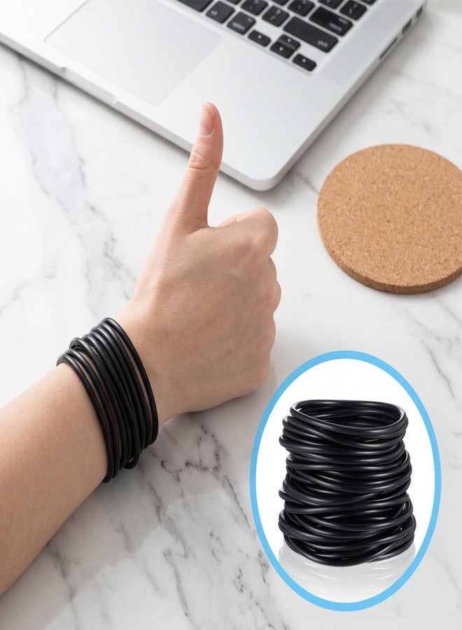 HaiFafafaing 40Pcs Black Silicone Jelly Bracelets- 3mm Stretchy Wristbands Hair Ties- Black Rubber Bracelets Portable for Men Women Accessories Party Favor - Image 5