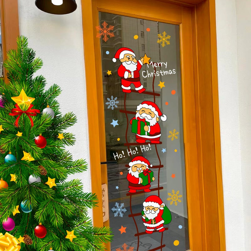 2026 New Year And Christmas Decorative Glass Stickers Uv Cute Santa Claus Electrostatic Stickers Window Stickers Door Stickers Window Stickers - Image 2