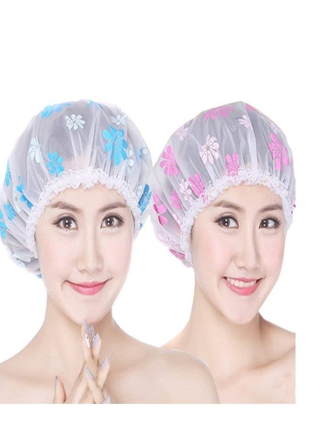 NIDY® 1Pc Reusable Shower Caps Printed Waterproof Elastic Band Bathing Hat Caps Reusable Disposable Shower Caps Elastic Bath Shower Hat Full-Size for Adult Women Ladies-One Size fits All - Image 3