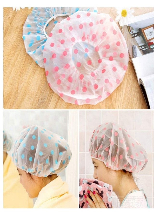 NIDY® 1Pc Reusable Shower Caps Printed Waterproof Elastic Band Bathing Hat Caps Reusable Disposable Shower Caps Elastic Bath Shower Hat Full-Size for Adult Women Ladies-One Size fits All - Image 1