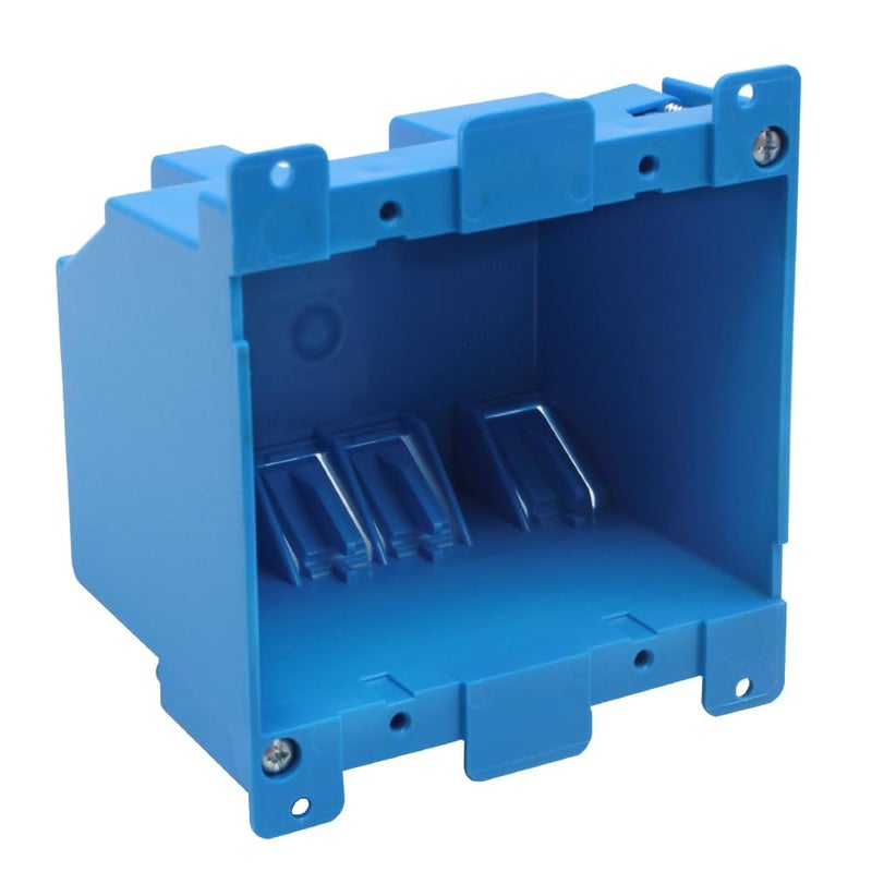 XGGYA 2 Gang Old Work Electrical Box,Blue,25 Cu.in.Switch/Outlet Box,4-1/5-Inch Length by 4-Inch Width by 2-3/4-Inch Depth,PVC Old Work Outlet Box for Constructions, ETL Certified(1 Pack) - Image 1