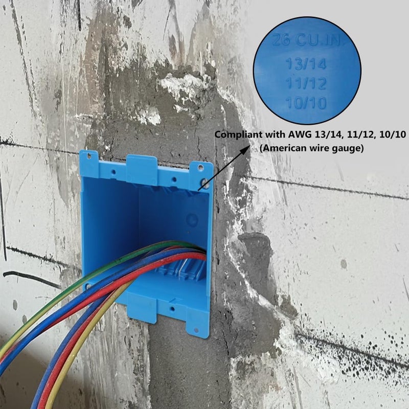 XGGYA 2 Gang Old Work Electrical Box,Blue,25 Cu.in.Switch/Outlet Box,4-1/5-Inch Length by 4-Inch Width by 2-3/4-Inch Depth,PVC Old Work Outlet Box for Constructions, ETL Certified(1 Pack) - Image 5