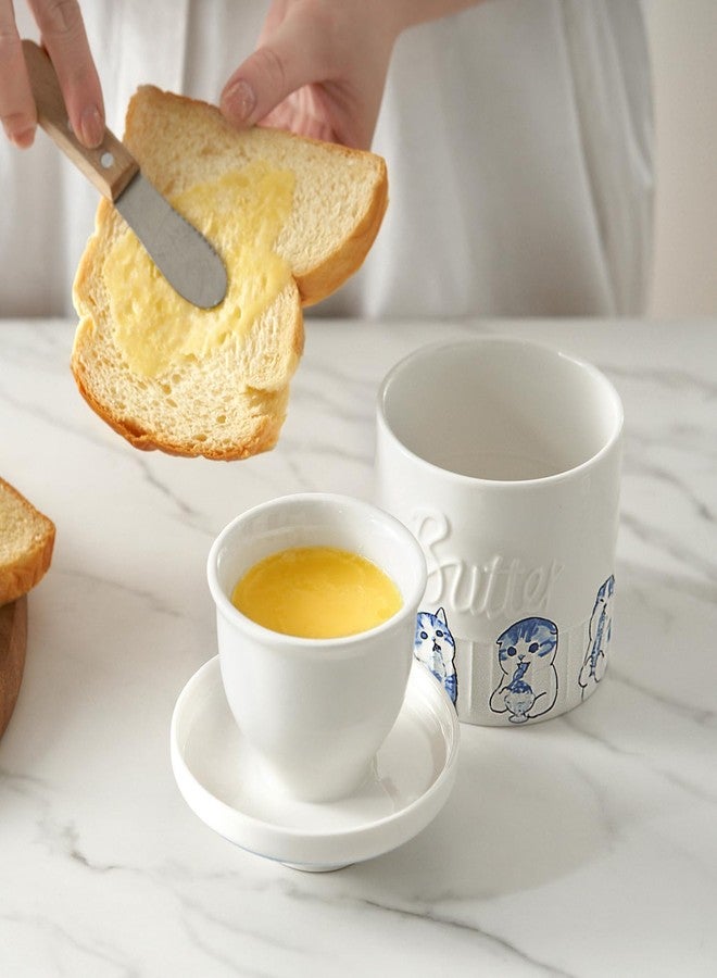 Toptier Butter Crock for Counter With Water Line, On Demand Spreadable Butter, Ceramic Butter Keeper to Leave On Counter, French Butter Dish with Lid (Hungry Cat) - Image 4