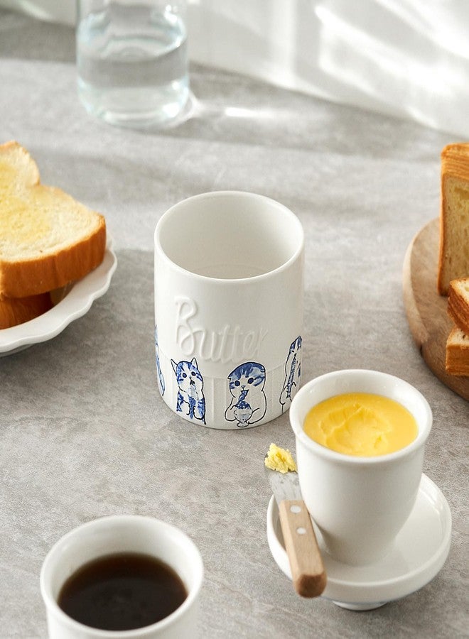 Toptier Butter Crock for Counter With Water Line, On Demand Spreadable Butter, Ceramic Butter Keeper to Leave On Counter, French Butter Dish with Lid (Hungry Cat) - Image 3