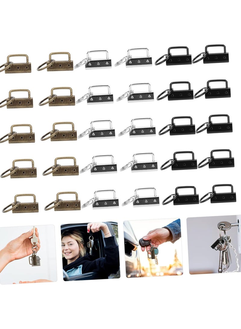 GGOOT 30pcs Key Ring Clip Wrist Keychain Metal Keychain Key Wristlet Key Fob with Key Rings Key Fob Hardwares Keychain Hardware Set Wristlet Clip Key Ring Fob Wristlet Chain Fob Metal - Image 3