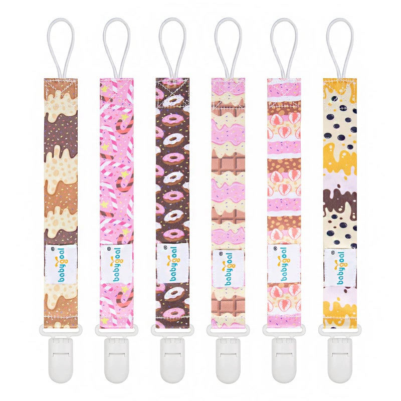 babygoal Pacifier Clips, 6 Pack Binky Paci Holder Leashes Fits for Most Pacifiers and Binkies 6PB23 - Image 1