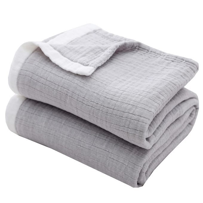 COTTON MUSLIN THROW BLANKET FOR ADULTSBREATHABLE 4LAYER YARN DYED LINEN TEXTURE GAUZE BLANKET FOR BED SOFA COUCHSUPER SOFT LIGHTWEIGHT TWIN SIZE BLANKET FOR ALL SEASON60X80GREY