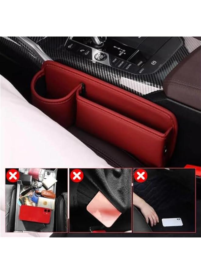 Car Leather Cup Holder Gap Bag,2025 Upgrade Car Gap Storage Box with Cup Holder,Seat Gap Storage Box Car Seat Gap Bag,Gap Filler Organizer for Glasses Phone Keys and Cards (Beige, Passenger Seat) - Image 5