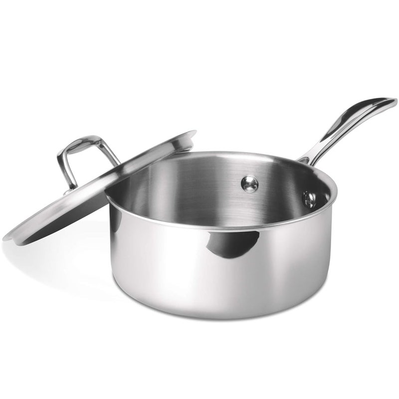 MILTON Pro cook Milton Pro Cook Stainless Steel Tea Pan 1 Litre14 cm Triply Sauce Pan with Lid Gas Induction Base Chai Pot Milk Boiler with Handle 3 Years Warranty - Image 1