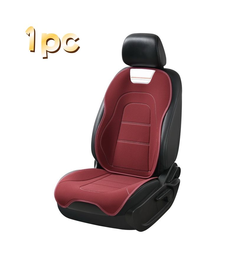 Burgundy Breathable Linen Business Style Car Seat Cushion All Season Universal - Image 3