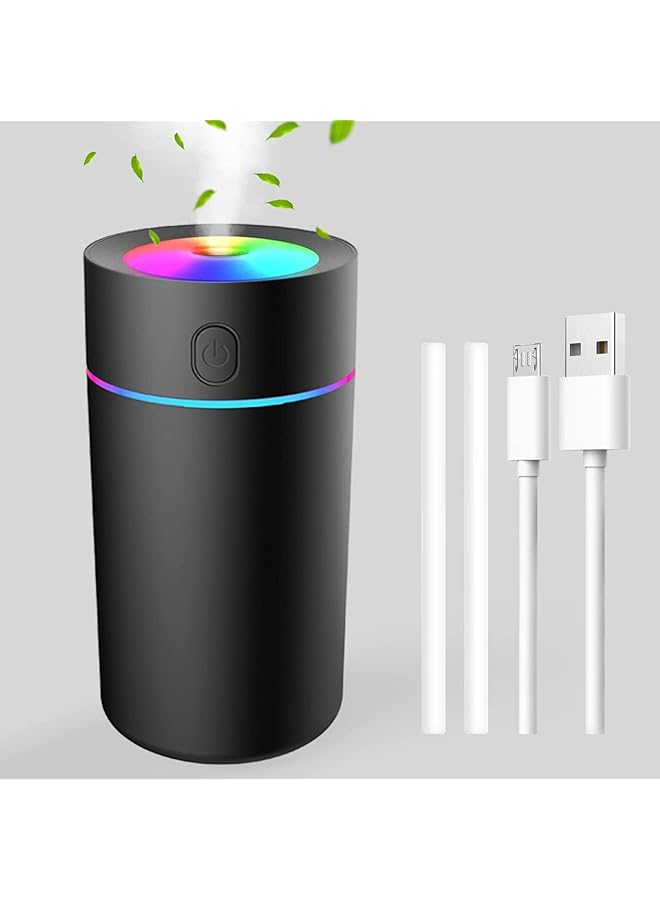 إيروريكس مرطب صغير بإيقاف تشغيل تلقائي، مرطب مكتب صغير بسعة 320 مل، موزع للزيوت العطرية مع 7 أضواء ملونة، مرطب شخصي فائق الهدوء بمنفذ USB لغرفة النوم والسيارة والمكتب والسفر والنباتات - Image 1