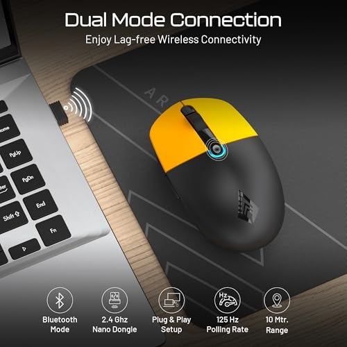 Archer Tech Lab Bluetooth Wireless Mouse with BT 5.0/3.0 & Wireless 2.4GHz USB Receiver3 DPI Settings (800/1200/1600)6 Buttons 63g Ergonomic Mouse for Laptop, PC, Mac,Tablet Smartphone(Precision 300) - Image 3