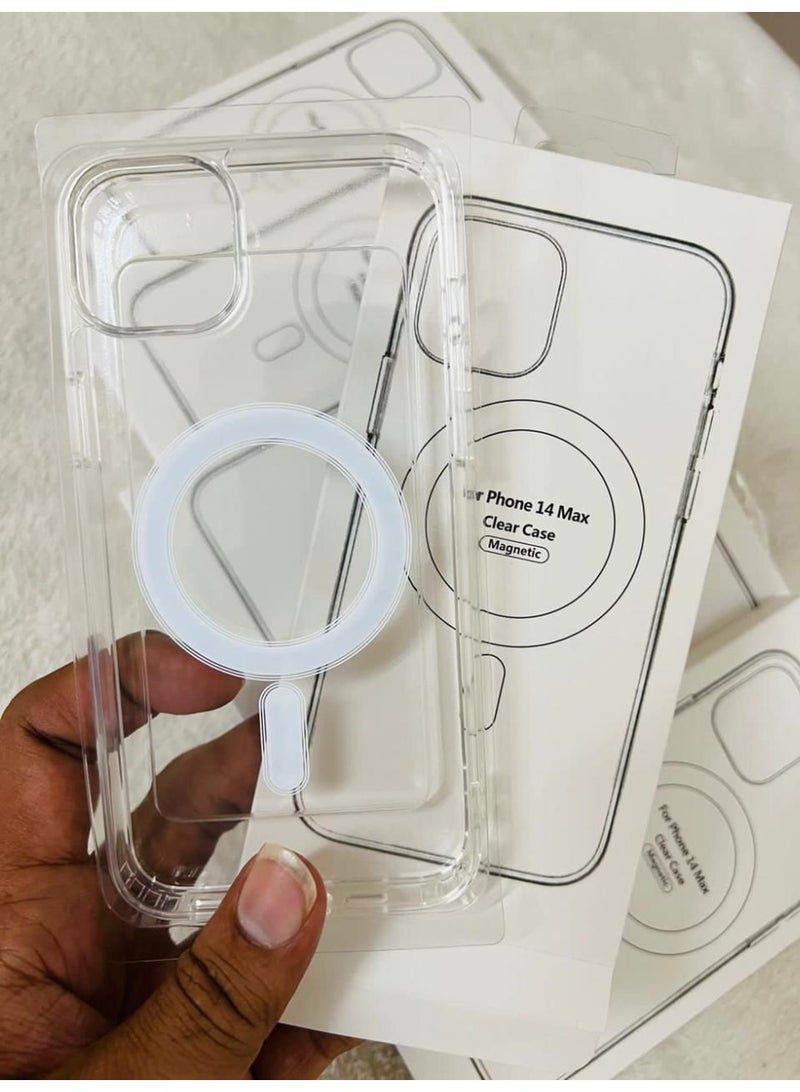 ONE MINUTE Clear Magnetic MagSafe Case for iPhone 14 Pro Max Shockproof Transparent Cover Wireless Charging Compatible - Image 1