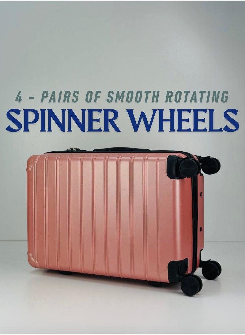 SAW & SEE Premium Hard Shell Luggage Set – 3-Piece Durable Strong Suitcase Set, Lightweight ABS Trolley Bags with Smooth Rotating Spinner Wheels, Security Combination Lock, Telescopic Handle, Traveling Bag Suitcases – 20" / 24" / 28" – ROSEGOLD  - Image 5