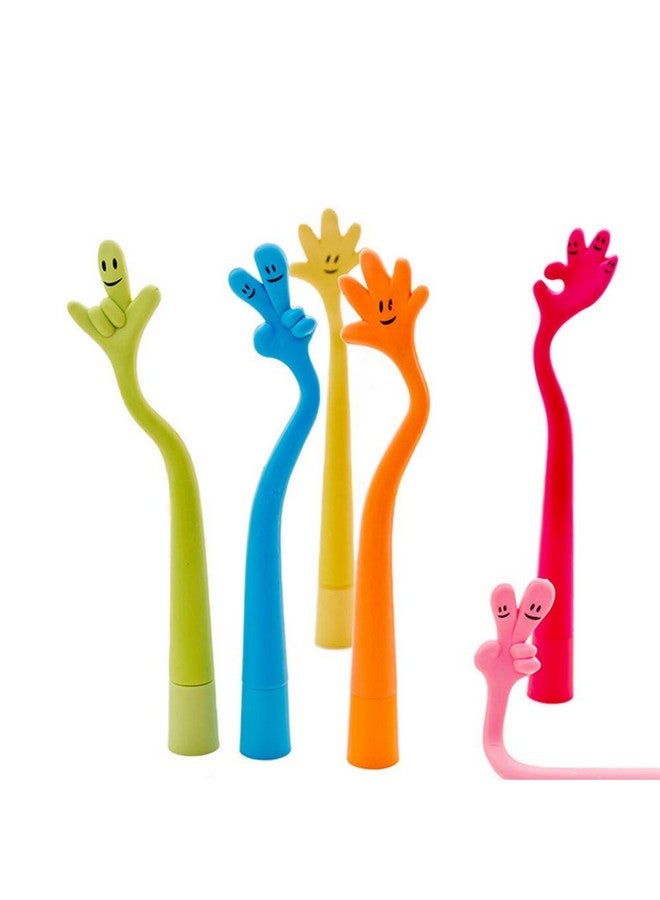 Funny live Bendable Ballpoint Pen Bending Hand Gesture Ballpoint Pen Free To Bend Cute Cartoon Silicone Gesture Ballpoint Pen0.7Mm Black Ink6 Pcs/Set - Image 1