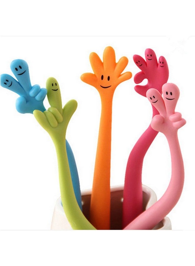 Funny live Bendable Ballpoint Pen Bending Hand Gesture Ballpoint Pen Free To Bend Cute Cartoon Silicone Gesture Ballpoint Pen0.7Mm Black Ink6 Pcs/Set - Image 2
