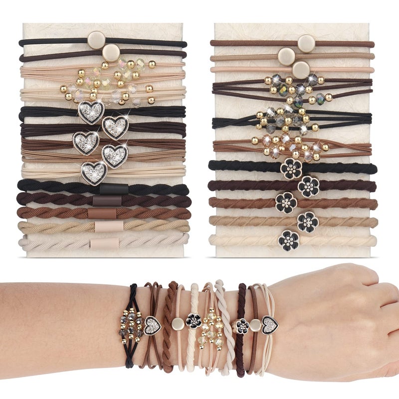 YONOY 25 Pcs Boho Hair Ties for Women, 5 Styles Cute Hair Tie Bracelets for Thin & Thick Hair/Pony Tails, No Damage Elastics - Image 2