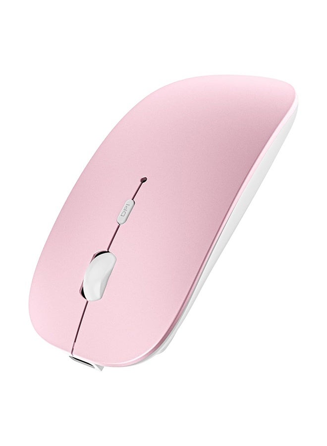 واي جيه ماوس لاسلكي صامت صغير قابل لإعادة الشحن، ماوس لاسلكي مزدوج الوضع، ماوس لاسلكي محمول، ماوس كمبيوتر لاسلكي 2.4G، متوافق مع جهاز هاتف محمول (وردي - Image 1