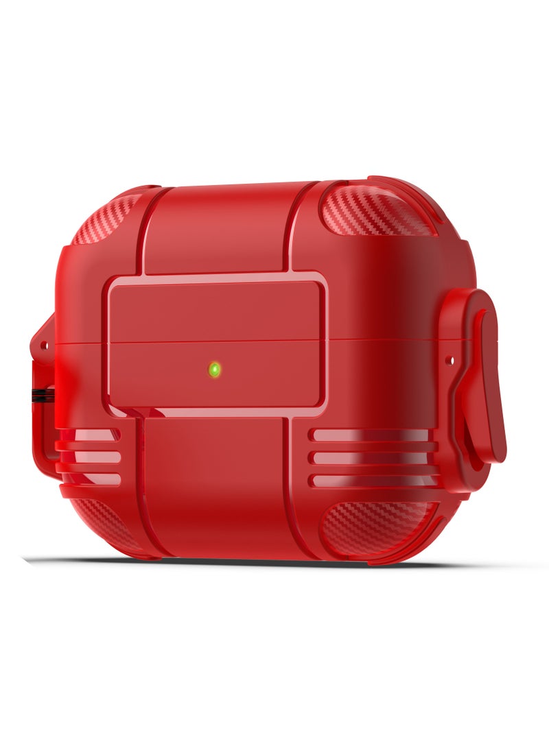 Contex Shockproof Protective Cover For Air Pods Pro with Lock Switch - Red - Image 1