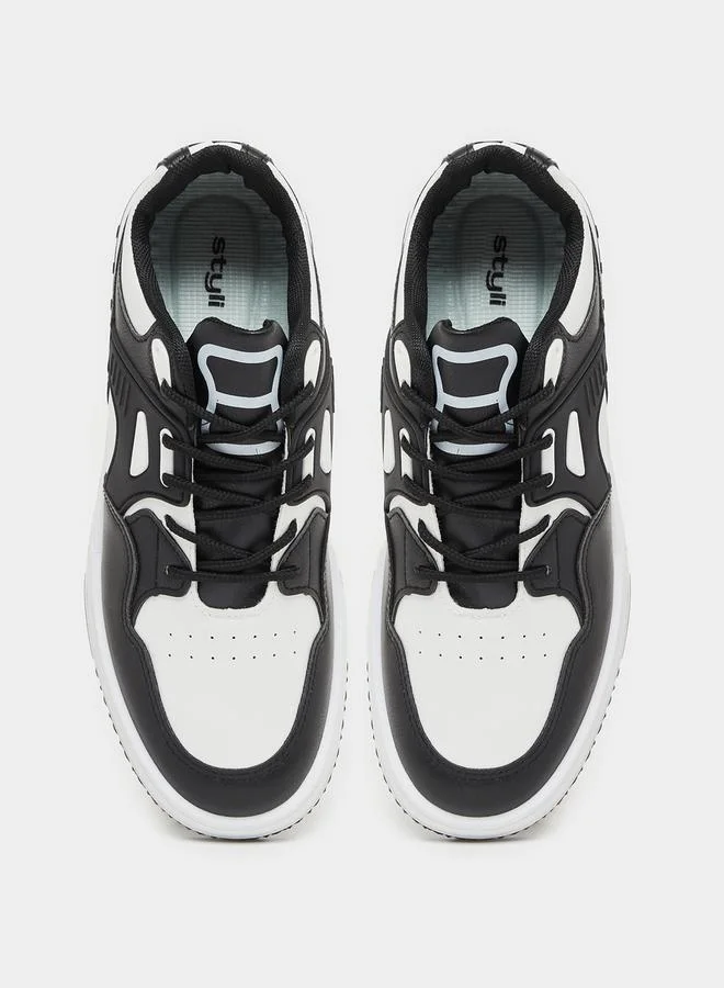 Styli Color Block Lace Up Sneakers