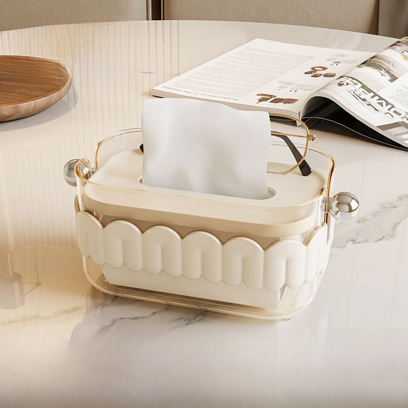 Tissue Box Home Living Room Coffee Table Restaurant Creative Accessible Luxury Kitchen Bedroom Desktop Cream Style Cute Tissue Box(Brown) - Image 2