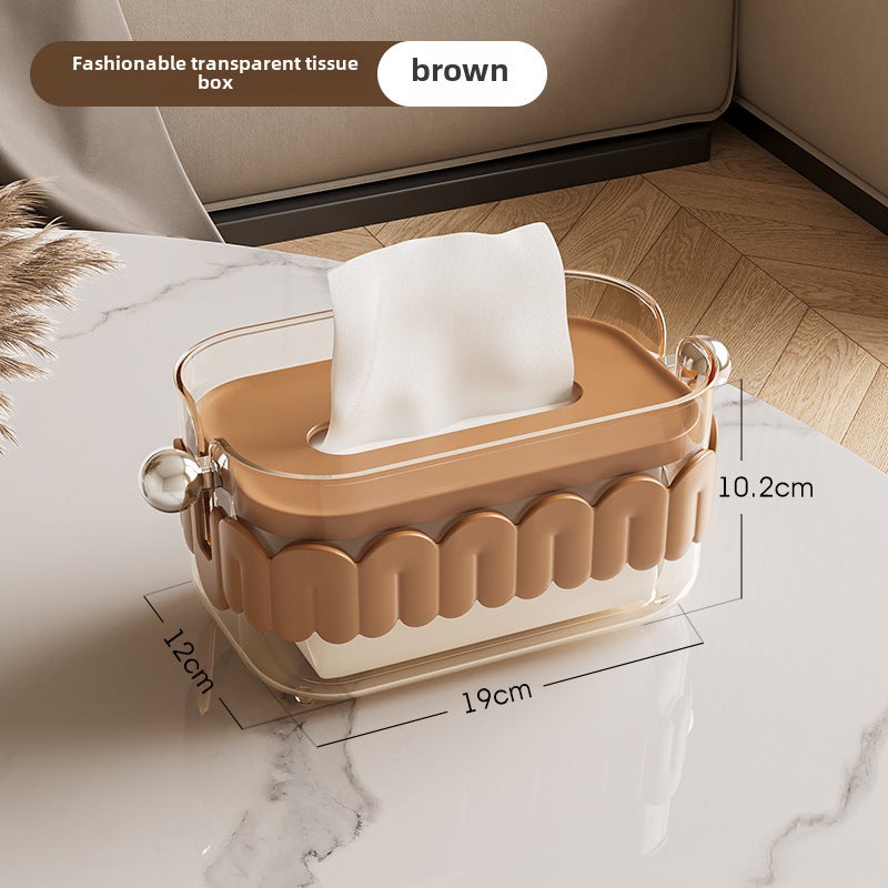 Tissue Box Home Living Room Coffee Table Restaurant Creative Accessible Luxury Kitchen Bedroom Desktop Cream Style Cute Tissue Box(Brown) - Image 1