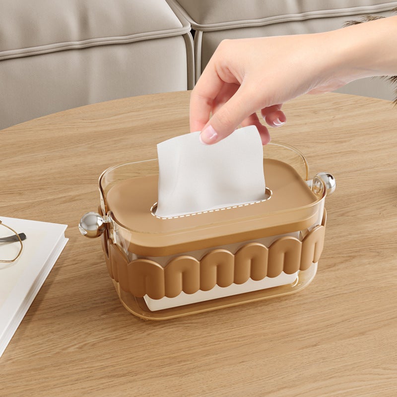 Tissue Box Home Living Room Coffee Table Restaurant Creative Accessible Luxury Kitchen Bedroom Desktop Cream Style Cute Tissue Box(Brown) - Image 3