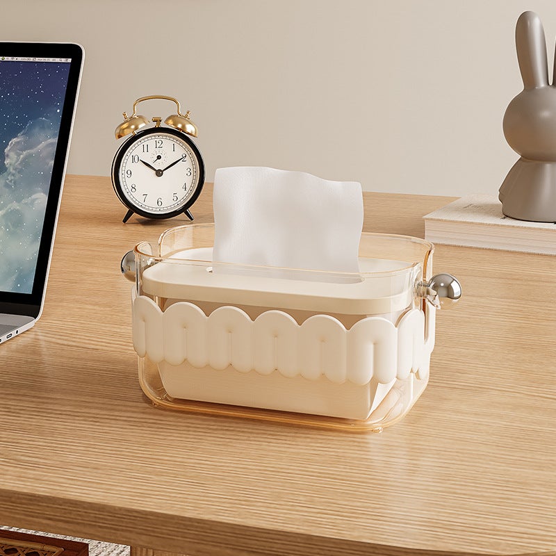 Tissue Box Home Living Room Coffee Table Restaurant Creative Accessible Luxury Kitchen Bedroom Desktop Cream Style Cute Tissue Box(Brown) - Image 5