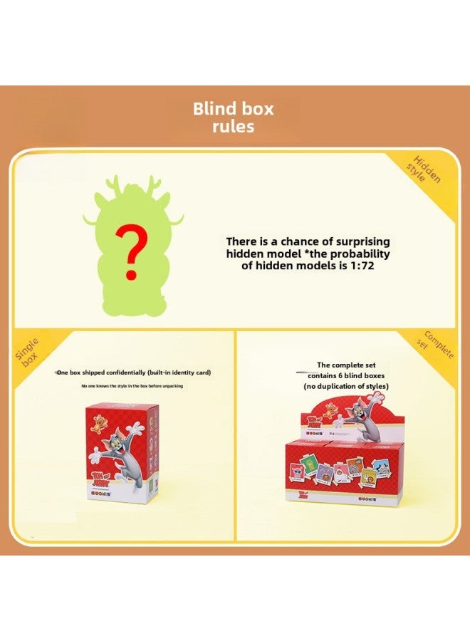 Authentic Tom And Jerry Plush Blind Box Trendy Toy Hand-made Doll Desktop Ornaments Jerry Mouse Dress-up Gift For Girlfriend-Specifications:End Box Set Of 6 Pieces (no Duplication Styles)  - Image 4