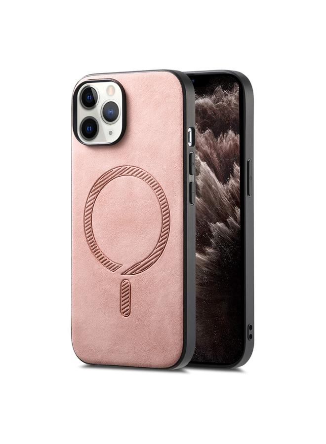 Zaboon Case For iPhone 11 Pro Max Solid Color Retro Magsafe PU Back Cover Phone Case - Image 1