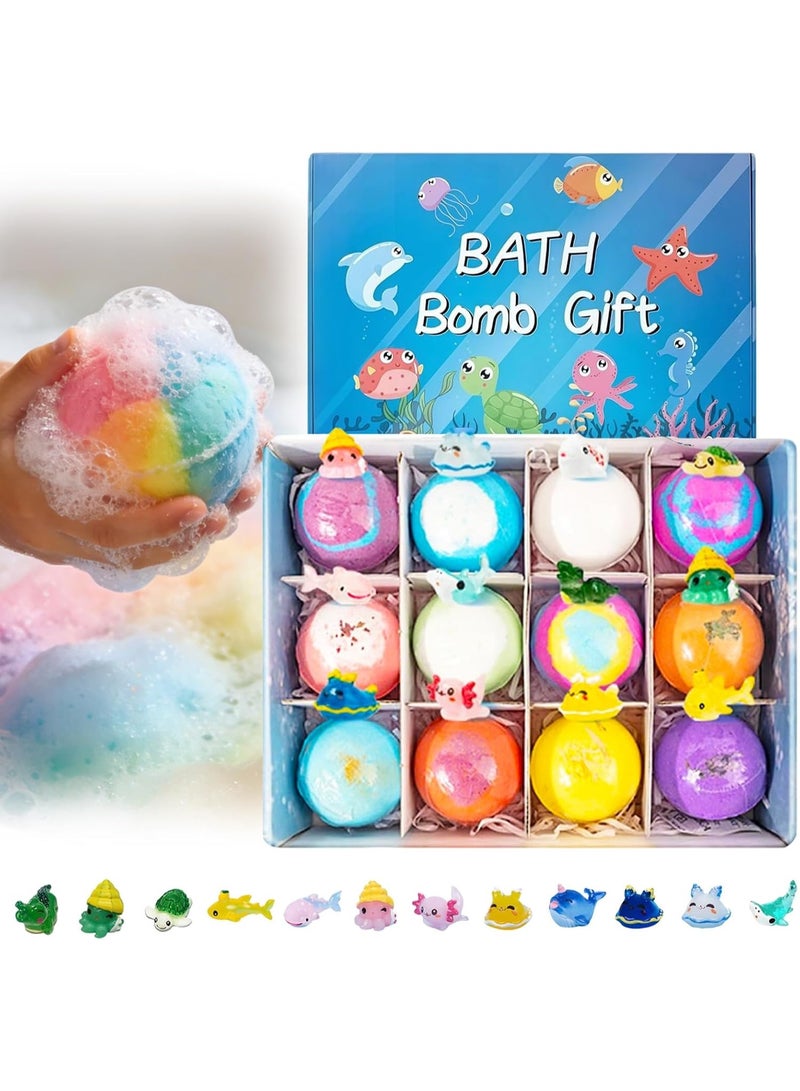 Bath Bubble Treasure Bath Bombs: Bath Bombs for Kids with Surprise Inside, 2026 New 12-Pack Fizzy Ocean Toy Bath Balls, Colorful Bubble Gift Set for Boys & Girls Easter Basket Stuffers (Blue 12Pcs) - Image 1